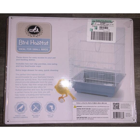 PET CHAMPION 15" SMALL BIRD WIRE HABITAT WITH FLAT ROOF, WHITE *DM - Picture 7 of 9